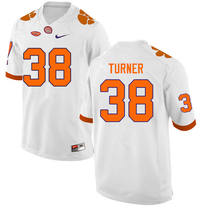 Men #38 Elijah Turner Clemson Tigers College Football Jerseys Sale-White